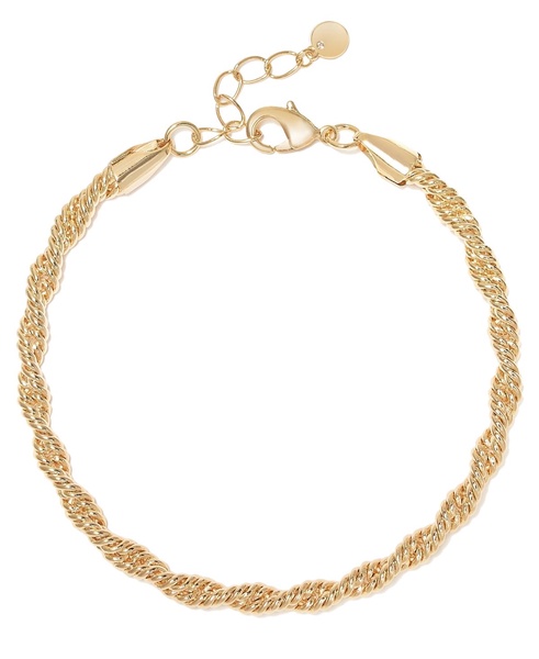 Silver, Gold Plated Brass Twisted Chain Bracelet