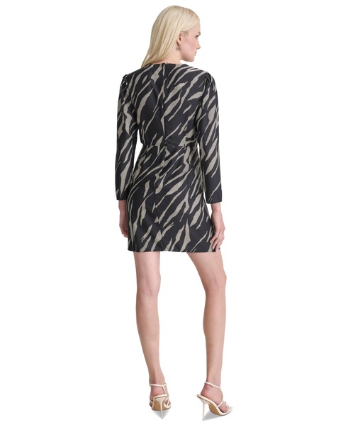 Women's Round-Neck Long-Sleeve Side-Knot Dress