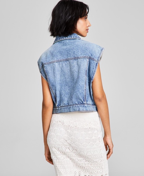 Women's Button-Front Denim Vest, Exclusively at Macy's