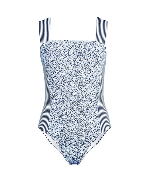 Women's Square Neck High Leg One Piece Swimsuit