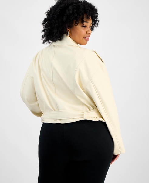 Trendy Plus Size Faux-Leather Moto Jacket, Exclusively at Macy's