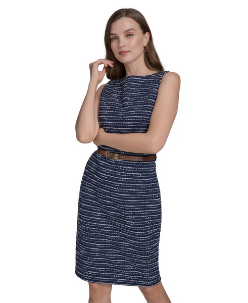 Women's Textured Stripe Knit Sleeveless Dress