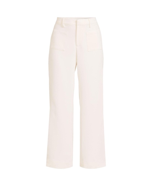 Women's Crepe High Rise Patch Pocket Wide Leg Crop Pants