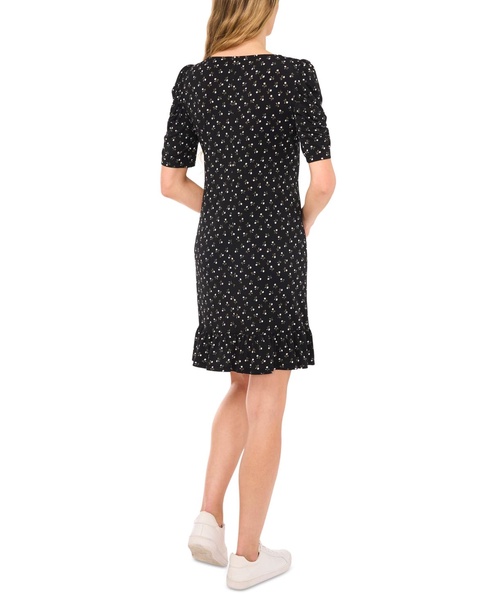 Women's Puff Sleeve Printed Knit Dress