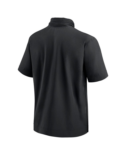 Men's Black Oregon Ducks 2024 Sideline Coach Short Sleeve Half-Zip Hoodie Jacket