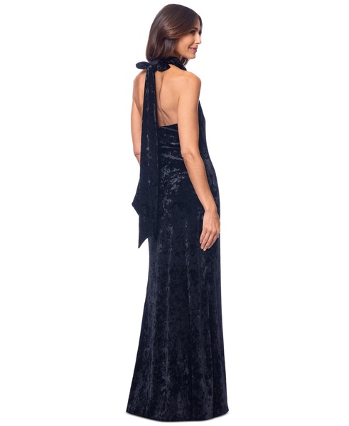 Women's Cowlneck Halter Sleeveless Velvet Gown