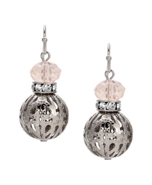 Crystal Accent Filigree Ball Drop Earrings