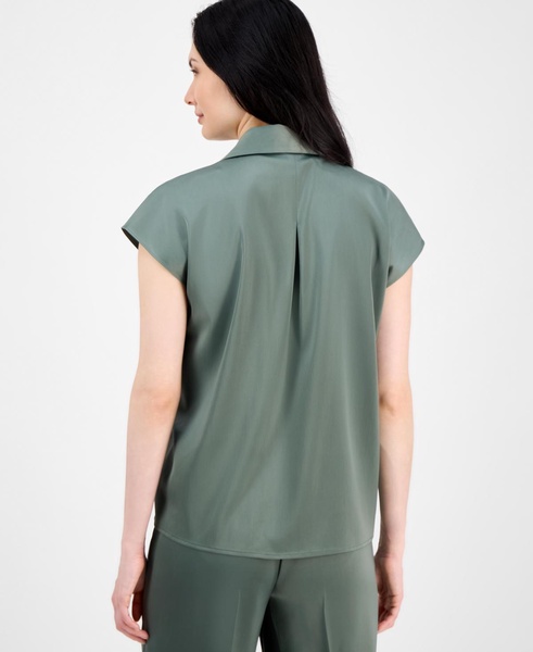 Women's Cap-Sleeve Pleated-Back Shirt