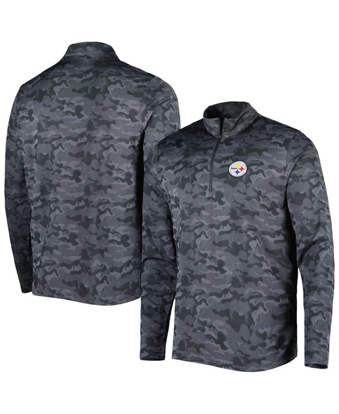 Men's Black Pittsburgh Steelers Brigade Quarter-Zip Sweatshirt