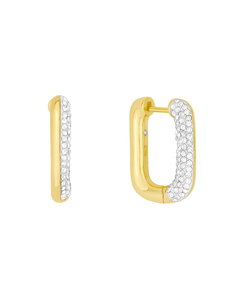 Clear Crystal Rectangular Shaped Hoop Earrings