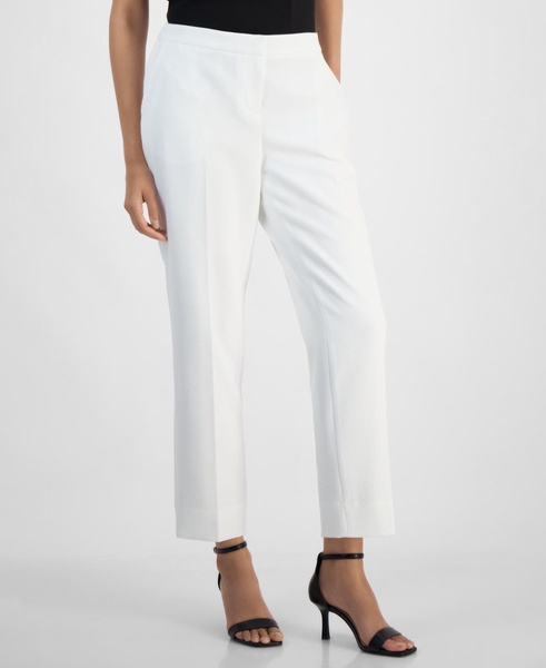 Women's Fly-Front Elastic-Back Ankle Pants, Regular & Petite Sizes