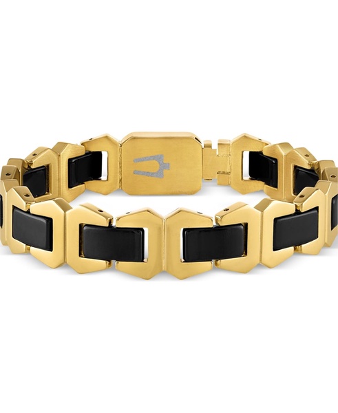 Men's Icon Black Ceramic Bracelet in Gold Ion-Plated Stainless Steel