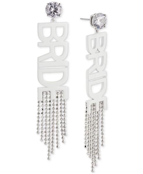 by Nadri Silver-Tone & 18k Gold-Plated Cubic Zirconia Bride Fringe Statement Earrings