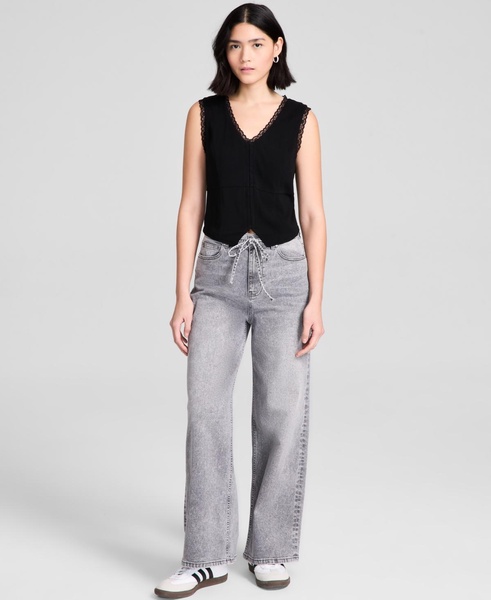 Women's Tie-Front Wide-Leg Jeans, Exclusively at Macy's
