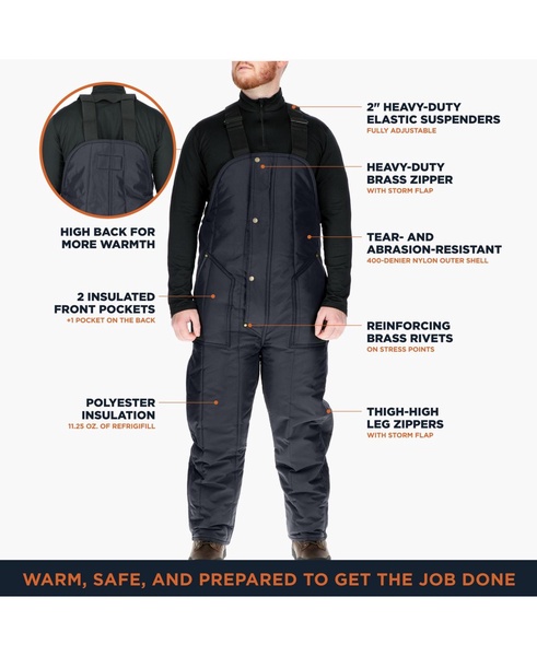 Men's Men s Iron-Tuff Insulated Bib Overalls -50°F Cold Protection, Durable Workwear