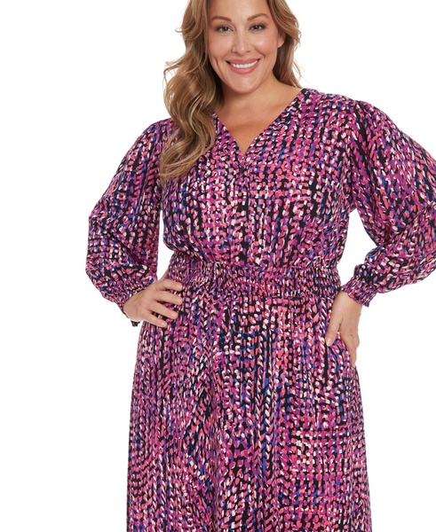 Plus Size Printed Smocked-Waist Dress