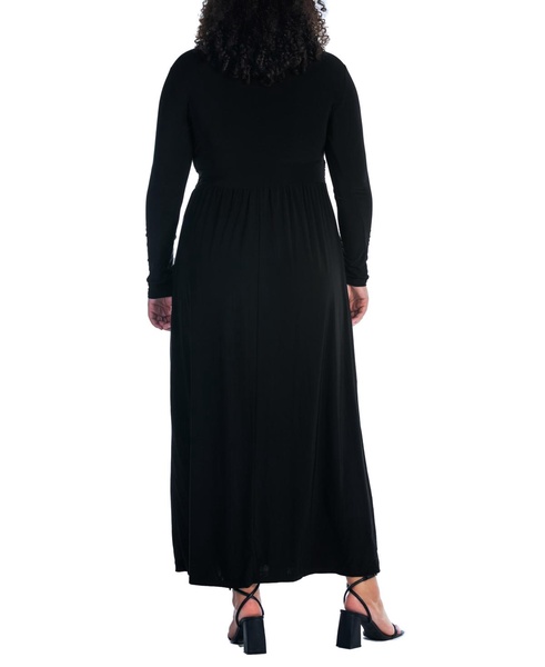 Plus Size Long Sleeve V-neck Maxi Dress