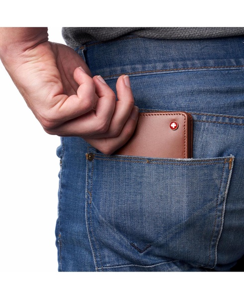 Mens RFID Protected Leather Wallet Center Flip Commuter Bifold 2 ID