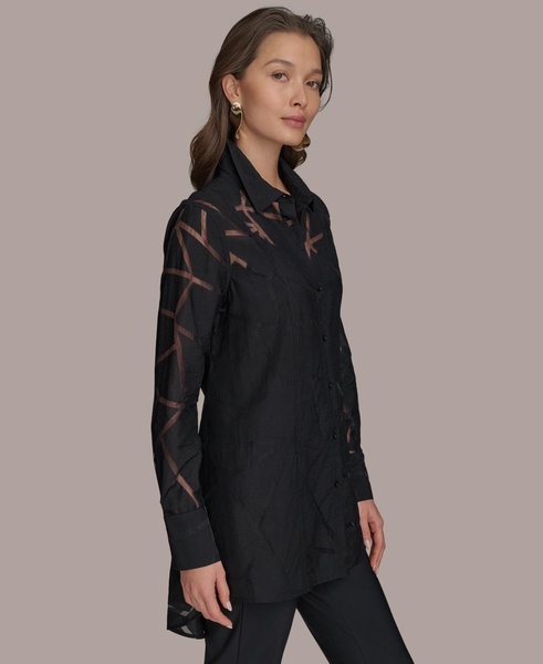 Women's Geo Burnout Button-Front Tunic