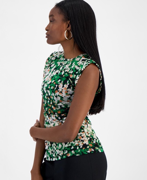 Women's Abstract Printed Mesh Sleeveless Blouse, Exclusively at Macy's