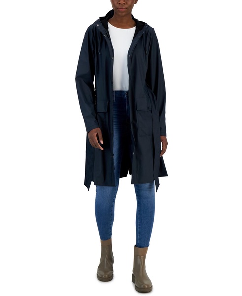 Women's Curve Hooded Belted Waterproof Raincoat