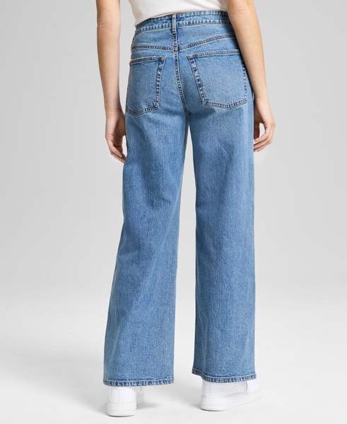 Women's Studded Wide-Leg Mid-Rise Jeans, Created for Macy's