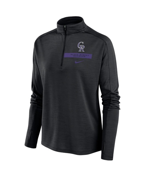 Women's Black Colorado Rockies Primetime Raglan Quarter-Zip Top