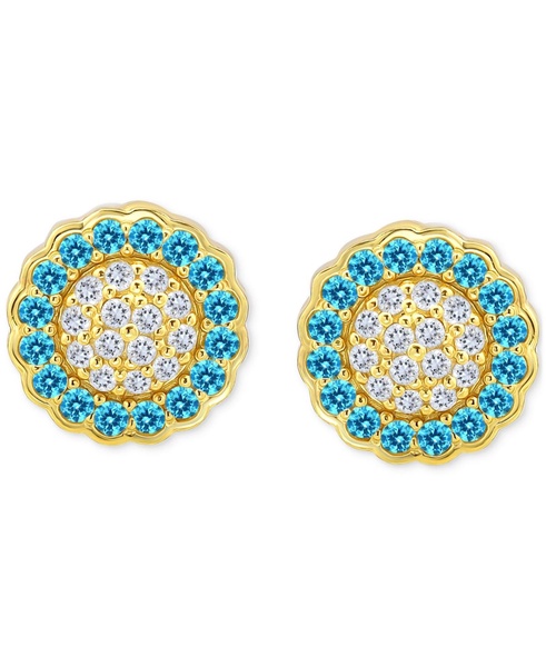 Blue & White Cubic Zirconia Reverse Halo Stud Earrings, Created for Macy's