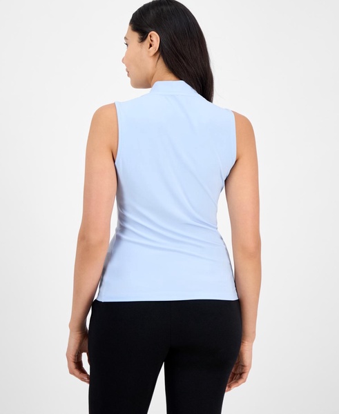 Women's Shirred Surplice-Neck Sleeveless Top