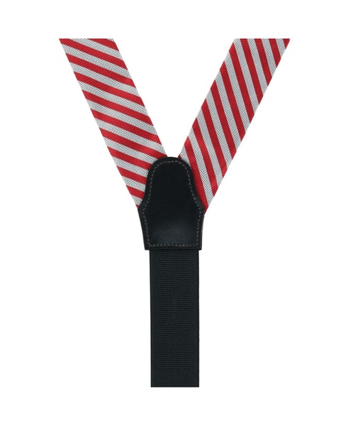 The Griswold Striped Herringbone Silk Button End Suspenders
