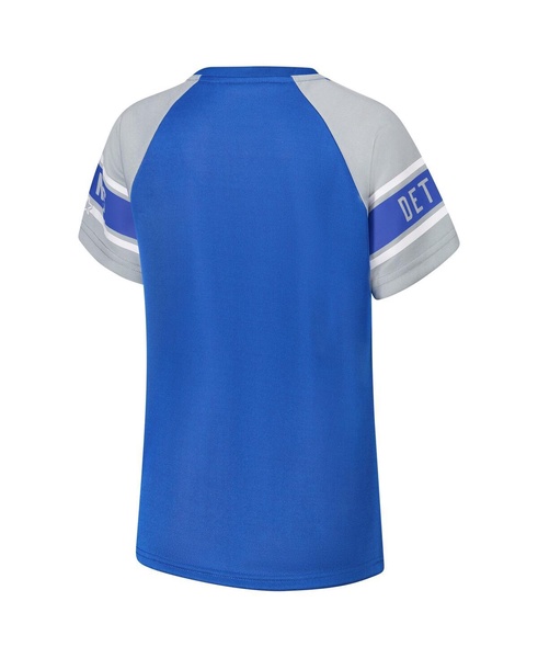 Women's Blue Detroit Lions 1st Rounder Color Block Raglan Top