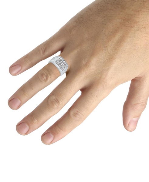 Men's Diamond Cluster Nugget Detail Ring (1 ct. t.w.) in 10k White Gold