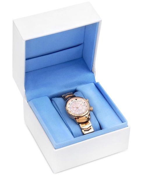 Women's Elise Swiss Tri-Time Rose Gold-Tone Ion-Plated Stainless Steel Bracelet Watch 33mm