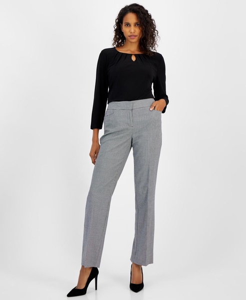 Women's Mini Houndstooth Straight-Leg Pants 