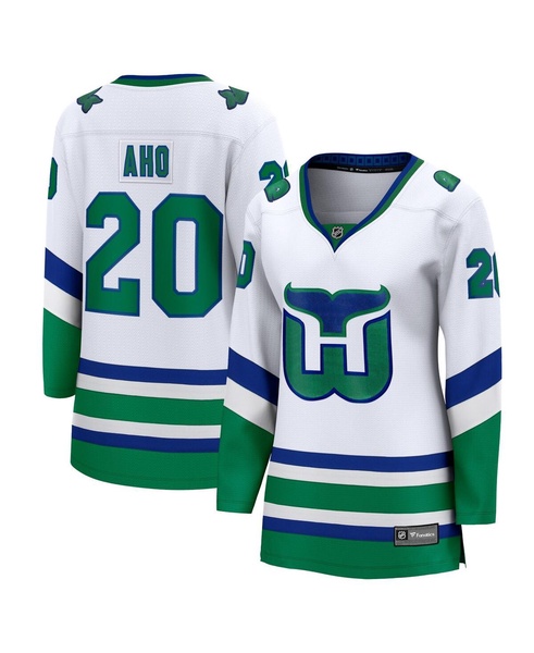 Women's Sebastian Aho White Carolina Hurricanes Whalers Premier Breakaway Jersey