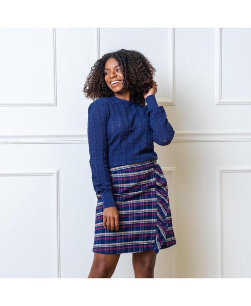 Women's Long Sleeve Pointelle Sweater with Bellow Sleeves