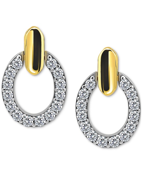 Cubic Zirconia Round Earrings (1-1/2 ct. t.w.) in 18k Gold over Sterling Silver (Also Available in Sterling Silver)