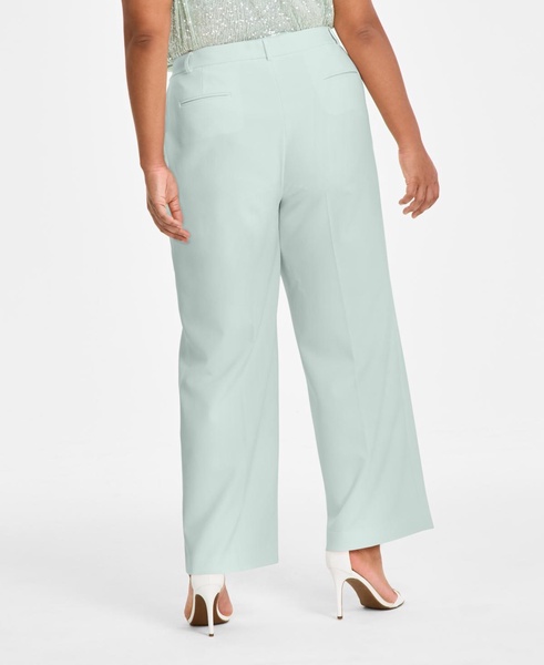 Plus Size Pull-On Wide-Leg Tailored Pants