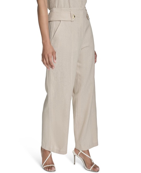 Women's Mid-Rise Straight-Leg Tab-Waist Pants