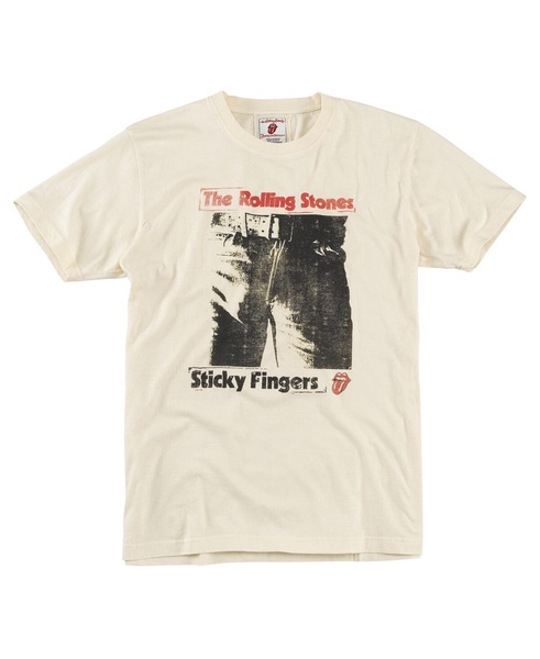 Men's Cream Rolling Stones Sticky Fingers Vin Fade T-Shirt