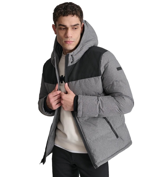 Men's Mixed-Media Puffer Coat, Created for Macy's 