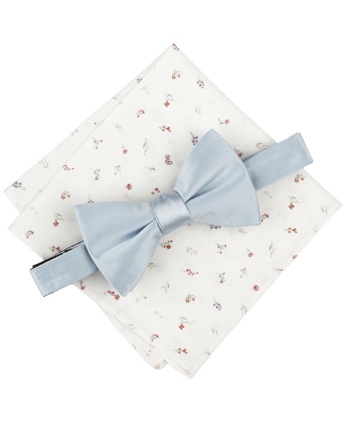 Men's Logan Solid Bow Tie & Floral Pocket Square Set, Exclusively at Macy's