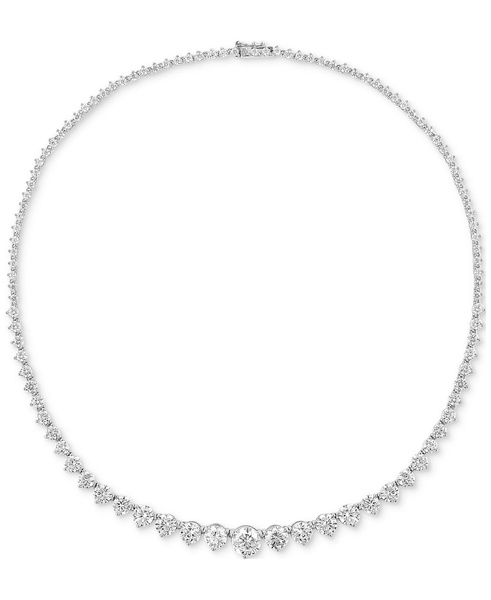 Cubic Zirconia Graduated 17" Necklace in Sterling Silver, Created for Macy's