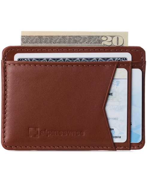Mens RFID Safe Front Pocket Wallet Smooth Leather Slim Card Holder
