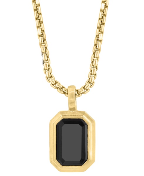 EFFY® Men's Onyx 22" Pendant Necklace (1-1/2 ct. t.w.) in 14k Gold-Plated Sterling Silver