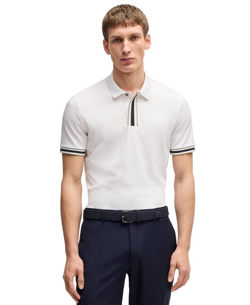 Men's Contrast Tipping Interlock-Cotton Polo Shirt