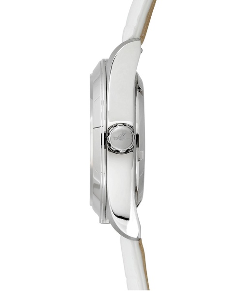 Women's Amelia GMT Multifunctional Genuine White Calf Leather Strap Watch 40mm