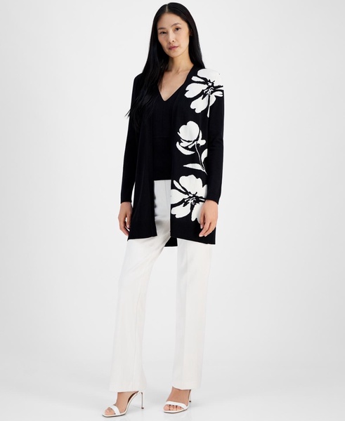 Women's Floral Instarsia Open-Front Cardiga