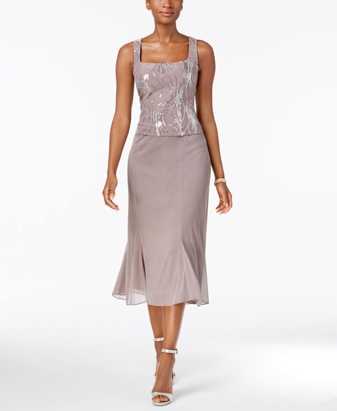 Petite Sequined A-Line Midi Dress and Jacket