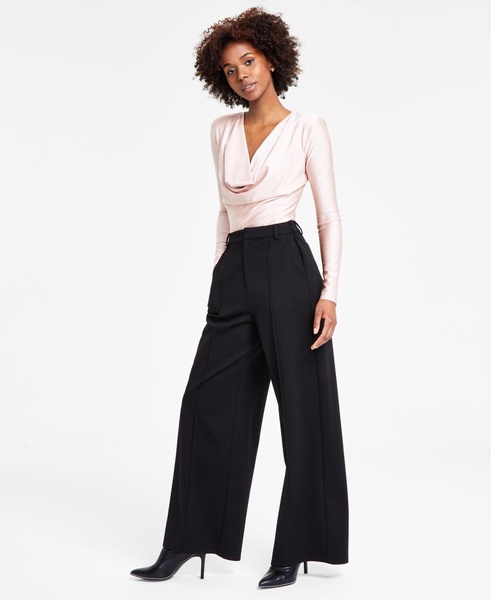 Women's High-Leg Wide-Leg Seamed Ponte Pants, Regular & Petite, Created for Macy's 